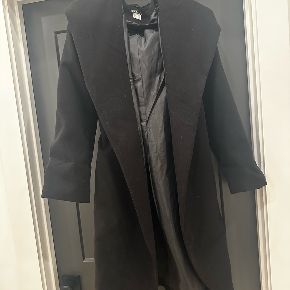 Black Belted Wrap Coat